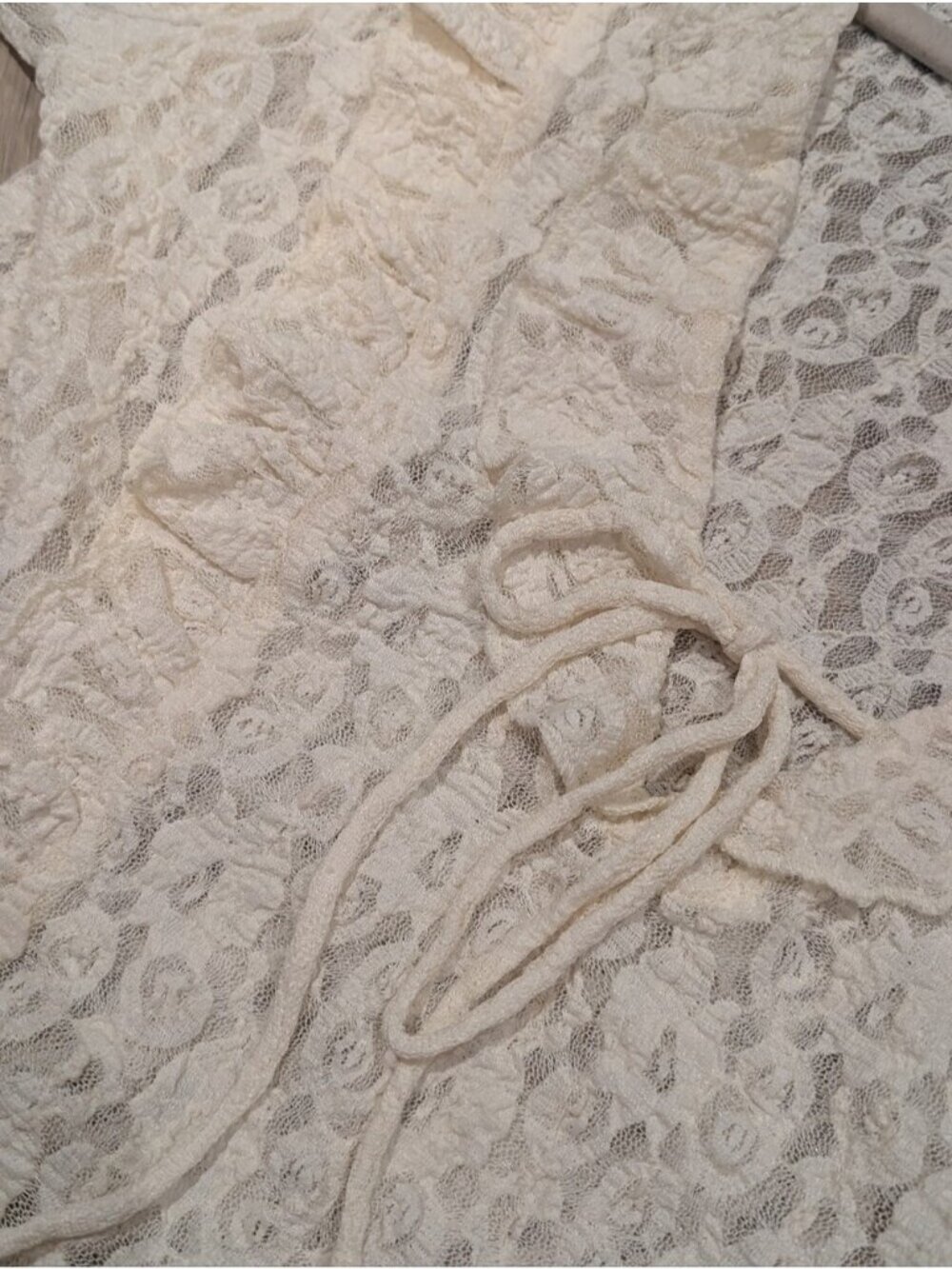 Cream CottageCore Lace Zara cream Bell Sleeve  top - Picture 3 of 9